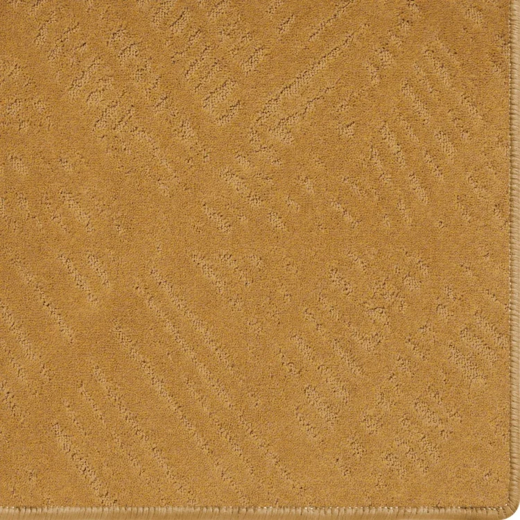 bronze orange carpet rug with scale pattern and overlocked edges