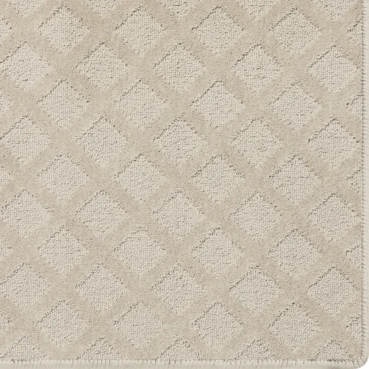 dove cream custom size carpet rug with mesh pattern and overlocked edges