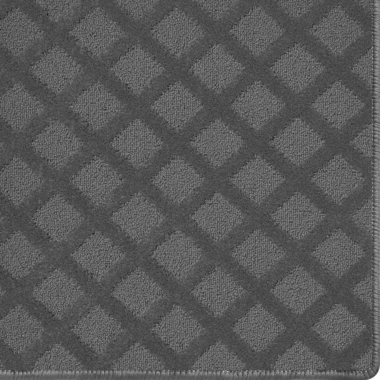 silver custom size carpet rug with mesh pattern and overlocked edges