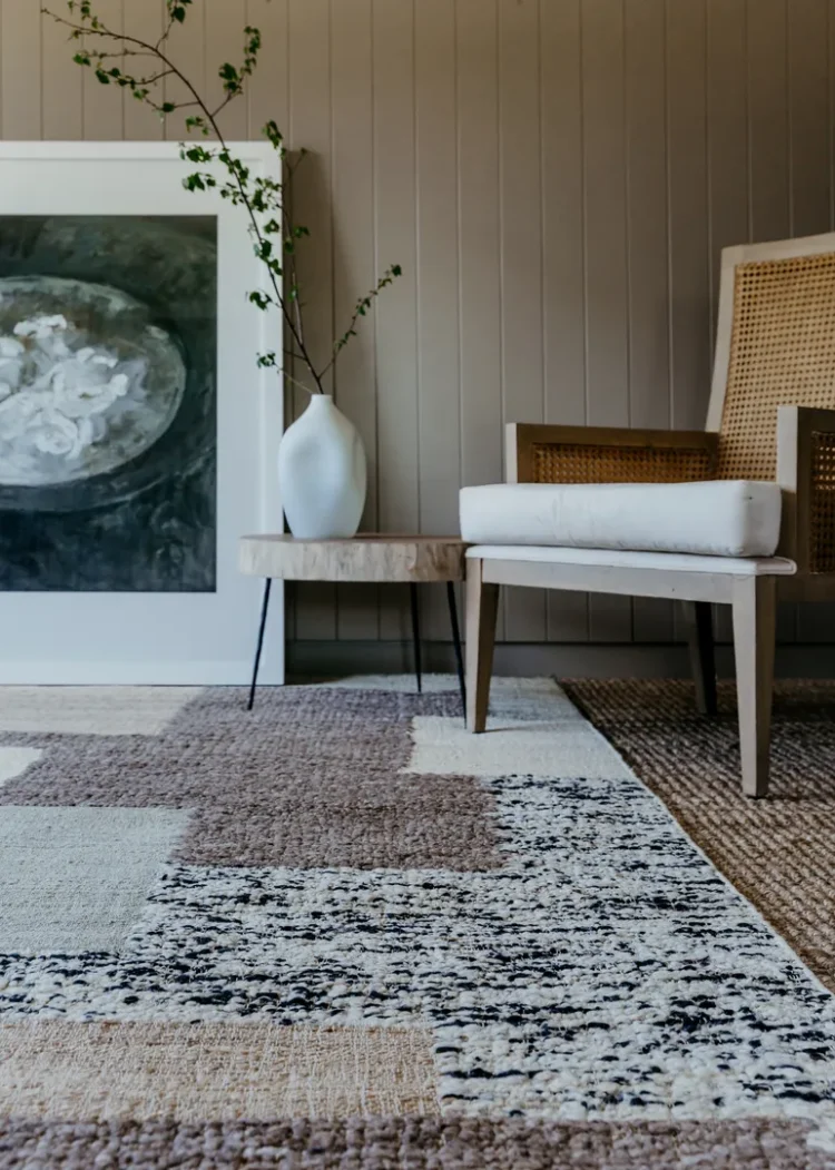 a chair sitting on navajo rug