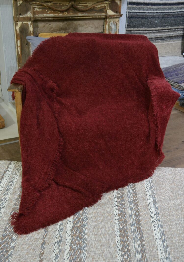 Maroon mohair throw