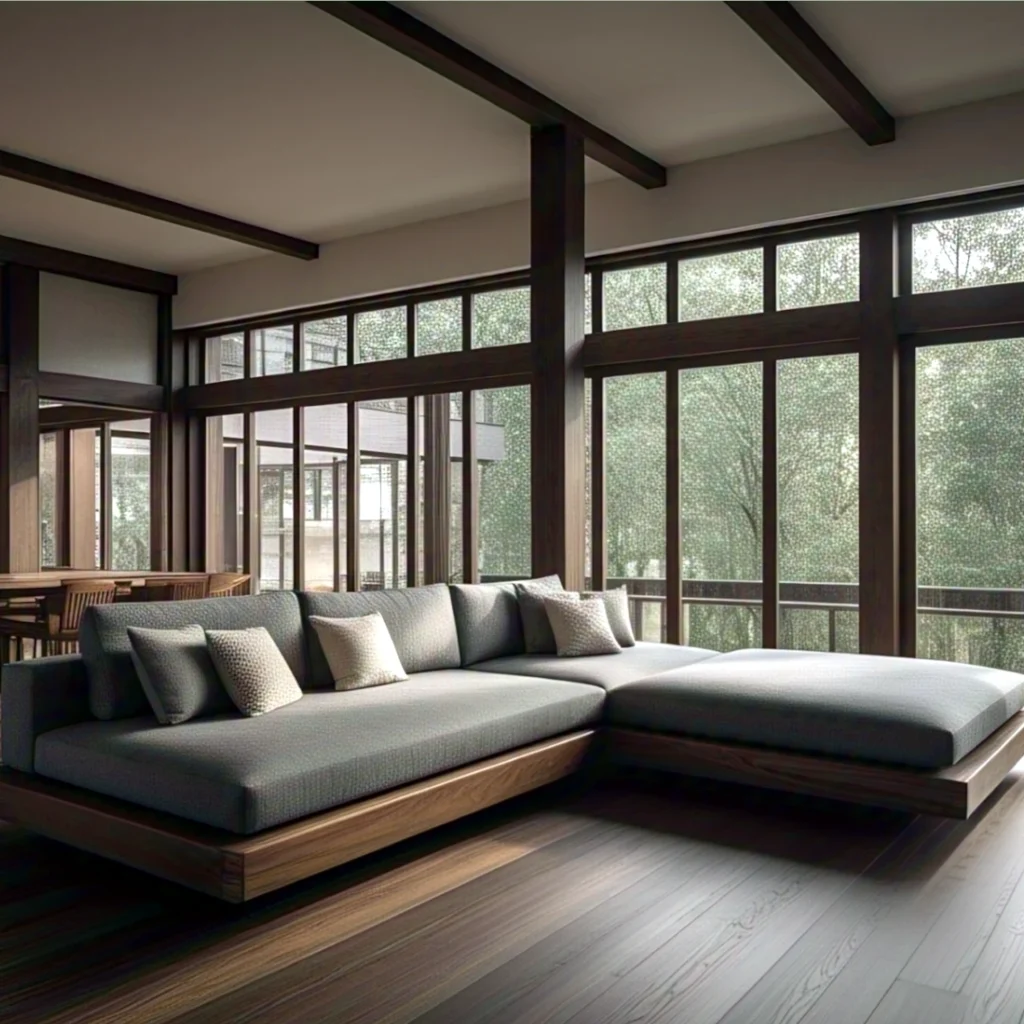 Wooden based corner couch