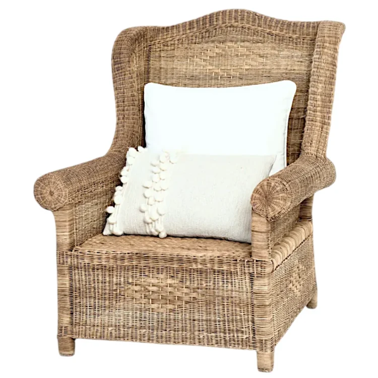 Wicker Wingback Chair front