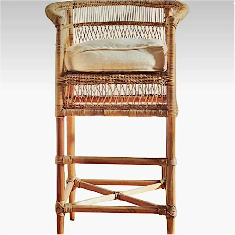 Traditional Wicker Bar Stool with cushion