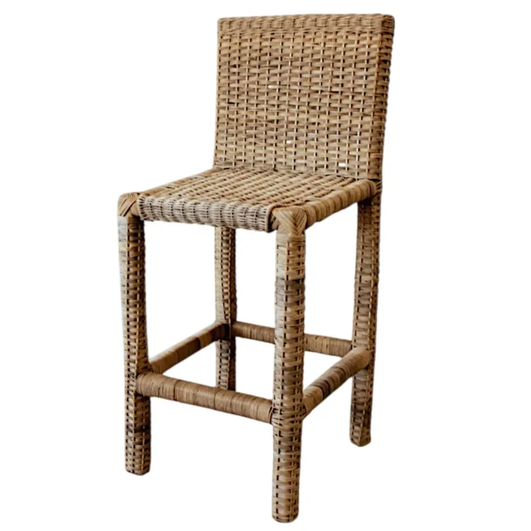 Triple Weave Wicker Armless Barstool