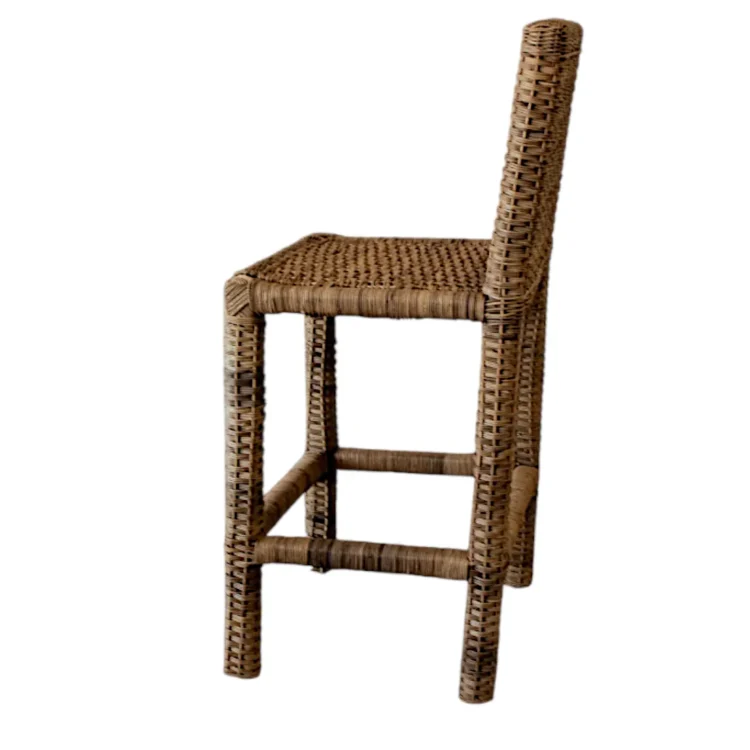 Triple Weave Wicker Armless Barstool side