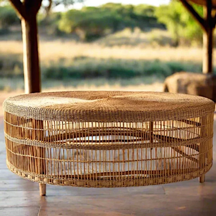 Rustic Round Wicker Coffee Table
